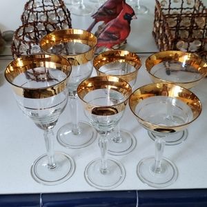 Wine and martini.   7 large 8 small and 6 martini